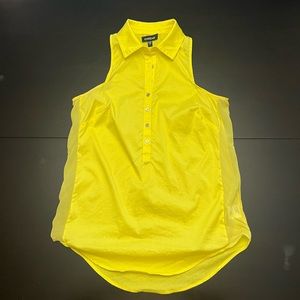 Yellow Bebe sleeveless button down shirt